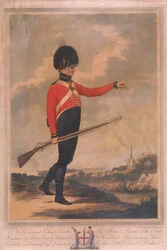 Militaire figuur in het uniform van het tiende regiment van Loyal London Volunteers, 1804