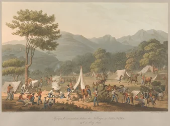 De 10e Troep sloeg haar kamp op onderaan het dorp Villa Velha, 19 mei 1811