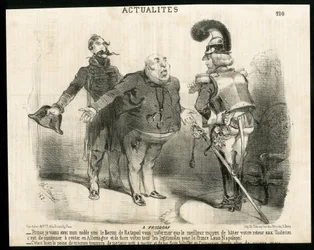 Illustratie van Charles Vernier in Le Charivari - Over - Duitsland Pruisen, President van de Republiek, Frosdorf - Ratapoil