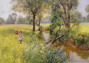 Zomerbloemen plukken bij de beek, 1899