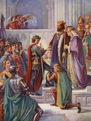De Investituur van Edward de Zwarte Prins als Ridder van de Kousenband