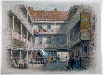 Binnenplaats van de White Hart Inn, Borough High Street, Southwark, Londen