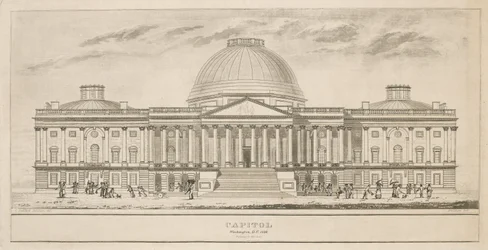 Capitool, Washington, D.C., gegraveerd door Henry en James Stone (actief 1822-1849), 1826 (aquatint en lijngravure op papier)