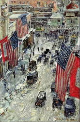 Vlaggen op 57th Street, winter 1918