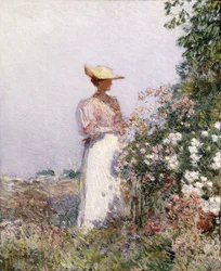 Dame in Bloementuin