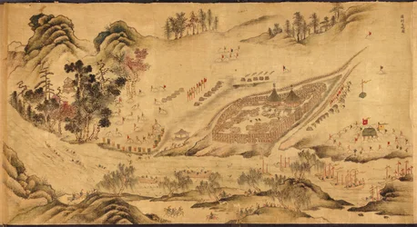 Kaart met een Russisch kamp in Oost-Siberië, 1689-1722