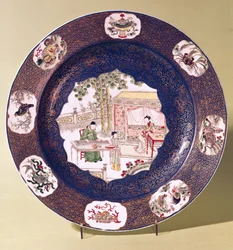 Rond gerecht met een muzikaal tafereel, Kangxi-periode