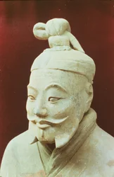 Hoofd van een krijger, Terracottaleger, Qin-dynastie, 210 v.Chr. (detail)