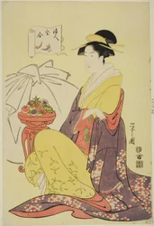 Hotei, uit de serie "Vergelijking van de schatten van de goden van het geluk (Fukujin takara awase)"