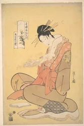 De oiran Komurasaki van Kadotamaya leest een brief