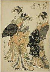 De courtisanes Hanaogi, Segawa en Miyahito van de Ogiya