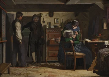 De dorps timmerman brengt een kist voor een dood kind