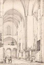 Deens: Prospectus van het interieur van het noordelijke dwarsschip van de kathedraal van Aarhus