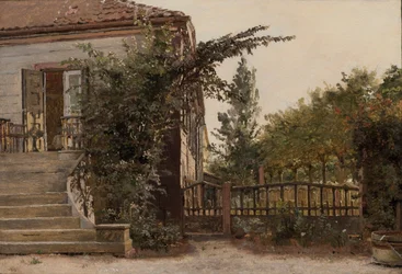 De tuintrappen naar het atelier van de kunstenaar op Blegdammen
