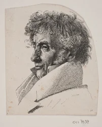 Portret van meesterbakker Købke; fragment van: Blad met drie portretten: meesterbakker Købke, Sophie Krohn en N. Feilberg