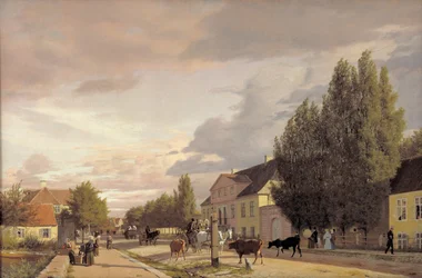 Uitzicht op een Straat in Østerbro buiten Kopenhagen. Ochtendlicht, 1836