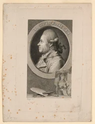 Portret van Daniele Chodoiecki, Frontispice voor "Neue Bibliotheh der schönen Wissenschaften," Leipzig, Duitsland, 1780