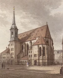 Aquarel van de Sophienkirche in Dresden