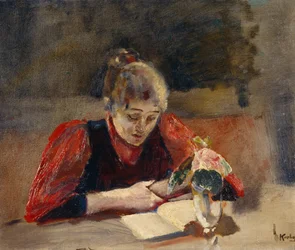 Oda zit en leest