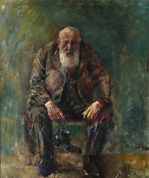 Zelfportret met laarzen, ca.1920 (schilderij)
