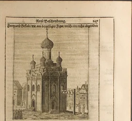 Kathedraal in het Kremlin van Moskou Illustratie uit Reizen naar de Grote Hertog van Muscovy