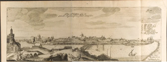 Narva Illustratie uit Reizen naar de Grote Hertog van Moskou en de Koning van Perzië door Adam Olear