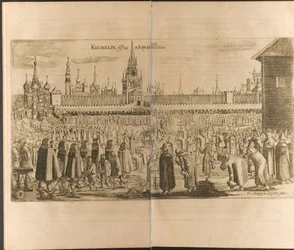 De ezelwandeling in het Kremlin van Moskou Illustratie uit Reizen naar de Grote Hertog van Moskou