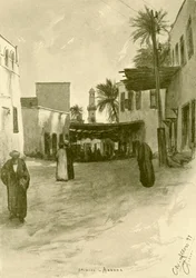 Straat in Aswan, Egypte, 1898