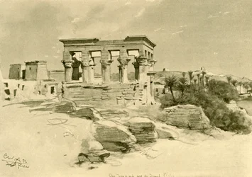 De Tempel van Isis en de Kiosk van Trajanus op het eiland Philae, Egypte, 1898