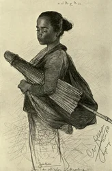 Jonge vrouw met parasol, Magalang, Java
