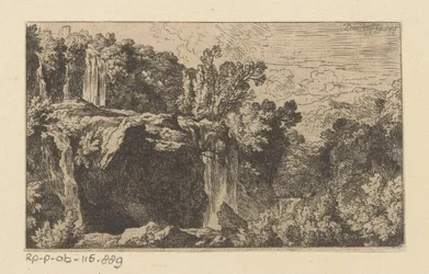 Arcadisch landschap met waterval