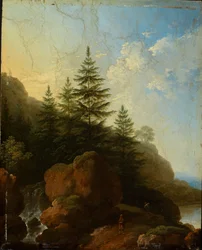 Rotsachtig berglandschap met waterval
