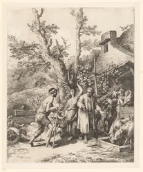 Gelijkenis van de verloren zoon; de verloren zoon vraagt een boer om werk
