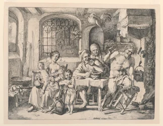 Satyr in het huis van de boer