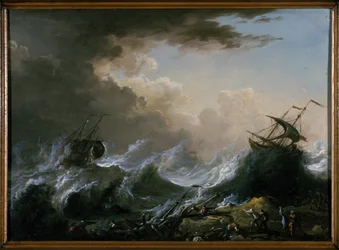 Zee storm en schipbreuk
