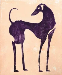 Oude paarse hond