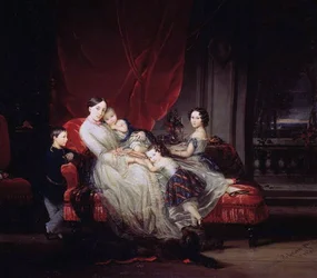 Portret van Groothertogin Maria Nikolajevna met haar Kinderen, 1849