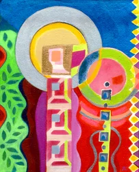 Madonna en Kind in de Tuin