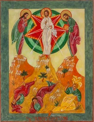 De transfiguratie, 2001 (eitempera, hout, bladgoud)