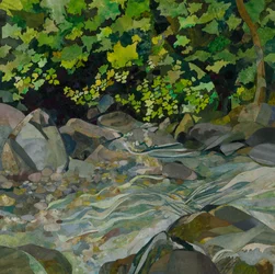 Honister Stream, 2023 (aquarel geschilderd papier collage)