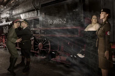 Treinstation uit een historische film