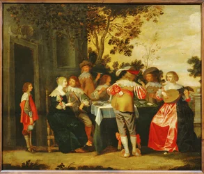 Le Jeu. Diner met muzikanten ... (schilderij op doek)