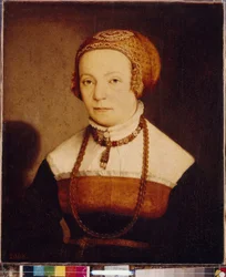 Portret van een vrouw. Schilderij van Christoph Amberger (ca. 1500-1562), na 1548. Duitse kunst