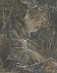 Een Waterval in een Bos bij Langhennersdorf