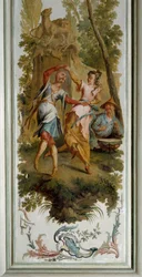 Chinoiserie: Dansscène, paneel van de grote salon van het kasteel van Champs sur Marne