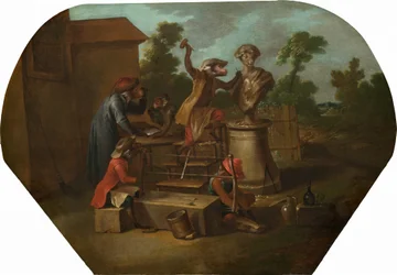 Singerie: De beeldhouwer, ca.1739 (olieverf op doek)