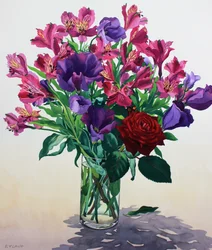 Bloemen met rode roos