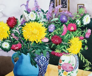Interieur met asters