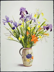 Iris en Lelies in een Nederlandse Kan