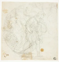 Ongeïdentificeerd Bijbels tafereel (recto); Schetsen (verso)